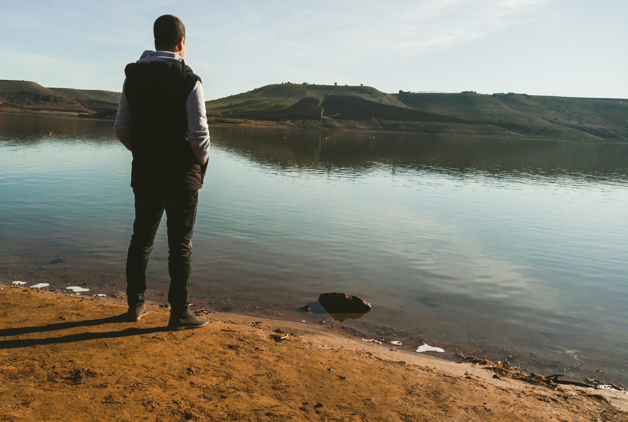Portrait,Of,A,Man,Standing,Alone,In,A,Lake